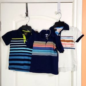 5/$25🌴Lot of 3 Collard Short Sleeve Navy Striped XS Boys Shirts